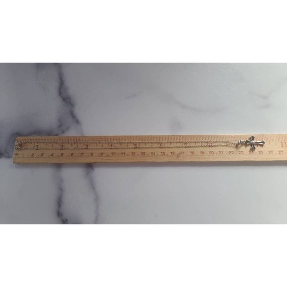 Vintage 925 Diamond Accent Cross Pendant Necklace - Picture 6 of 10